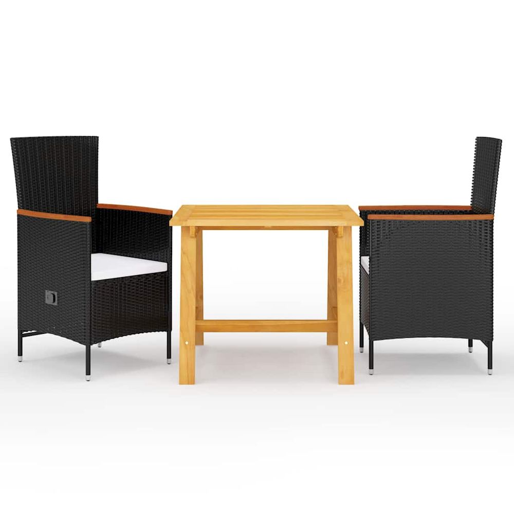 Ensemble à manger de jardin 3 pcs noir