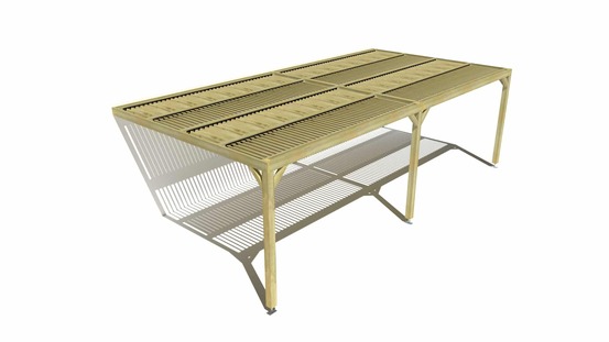 Pergola bois • 8m x 4m • adossée • sens largeur • lames orientables bioclimatiques incluses • livraison comprise