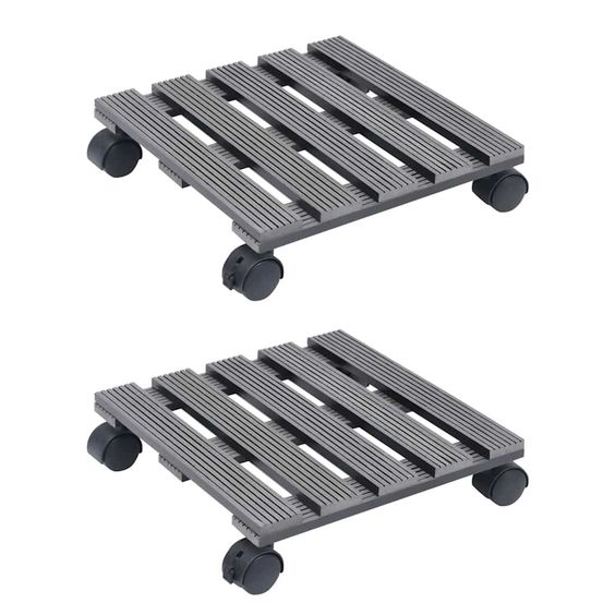 Chariots à plantes 2 pcs gris 30x30x7,5 cm wpc