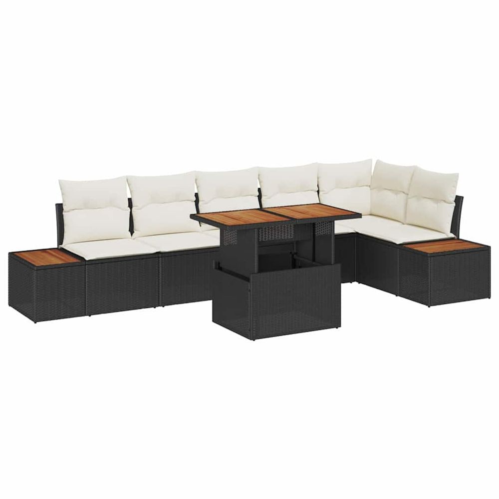 Ensemble de canapé de jardin 7 pc noir poly rotin
