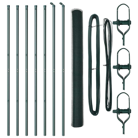 Clôture avec poteaux vert 1.6 x 10 m acier recouvert de pvc