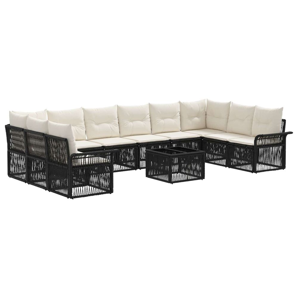 Ensemble de canapé de jardin 11 pc noir polyrotin