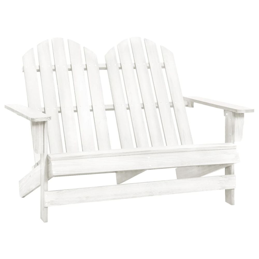 Chaise de jardin adirondack 2 places bois de sapin massif blanc
