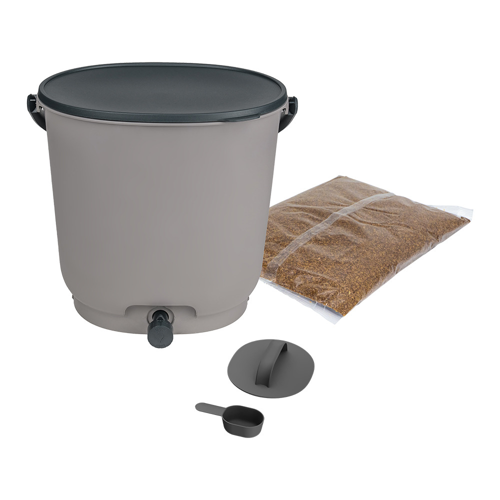 Composteur bokashi essential 15,3l +1kg brain,gris