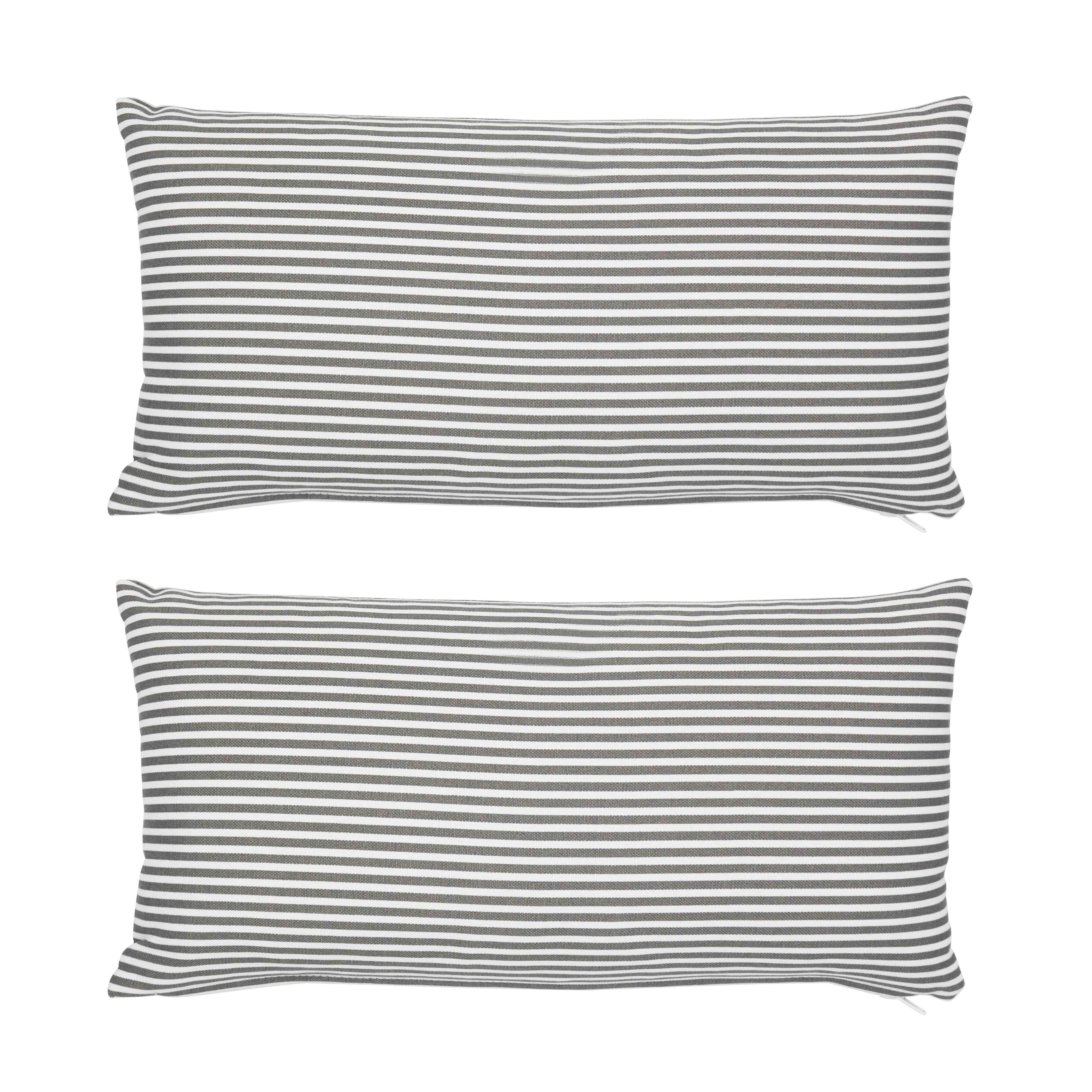 Lot de 2 petits coussins polyester linea gris 40 x 20 x 8 cm