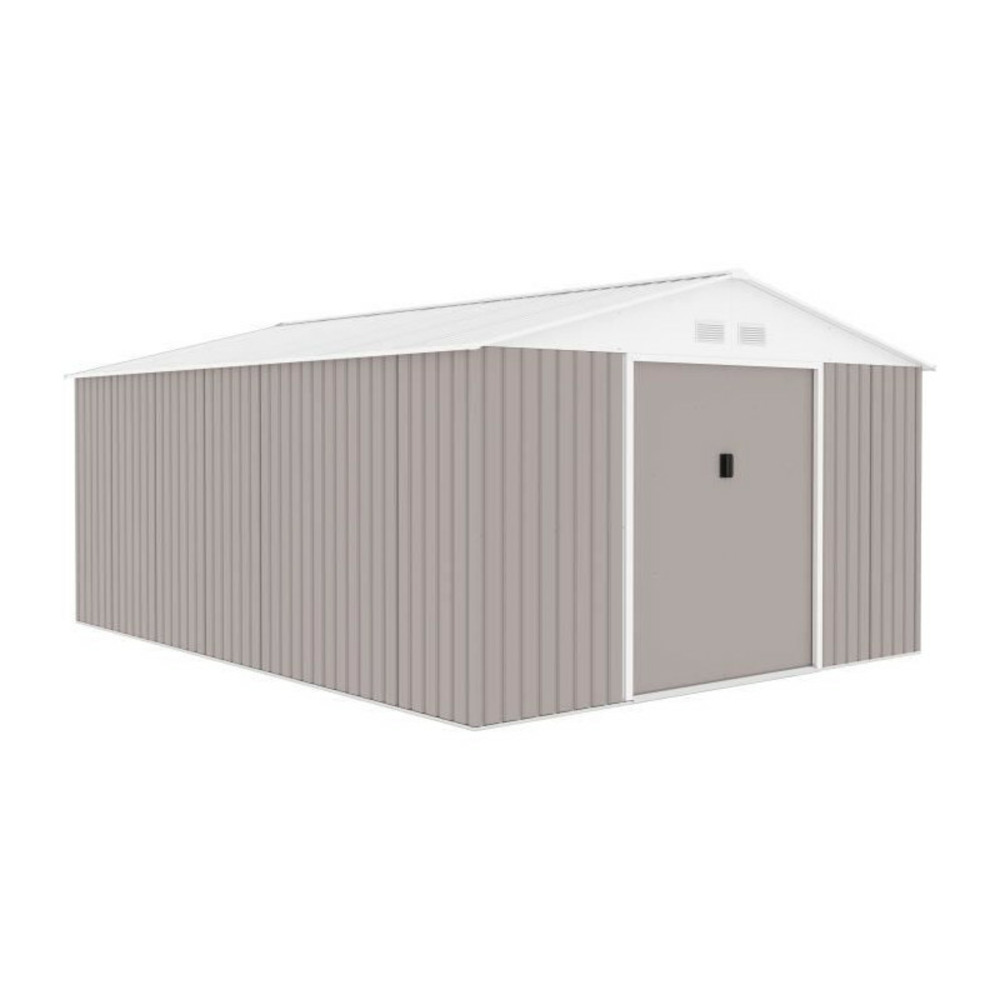 Abri de jardin en métal 15,16 m² - kit d'ancrage inclus - taupe
