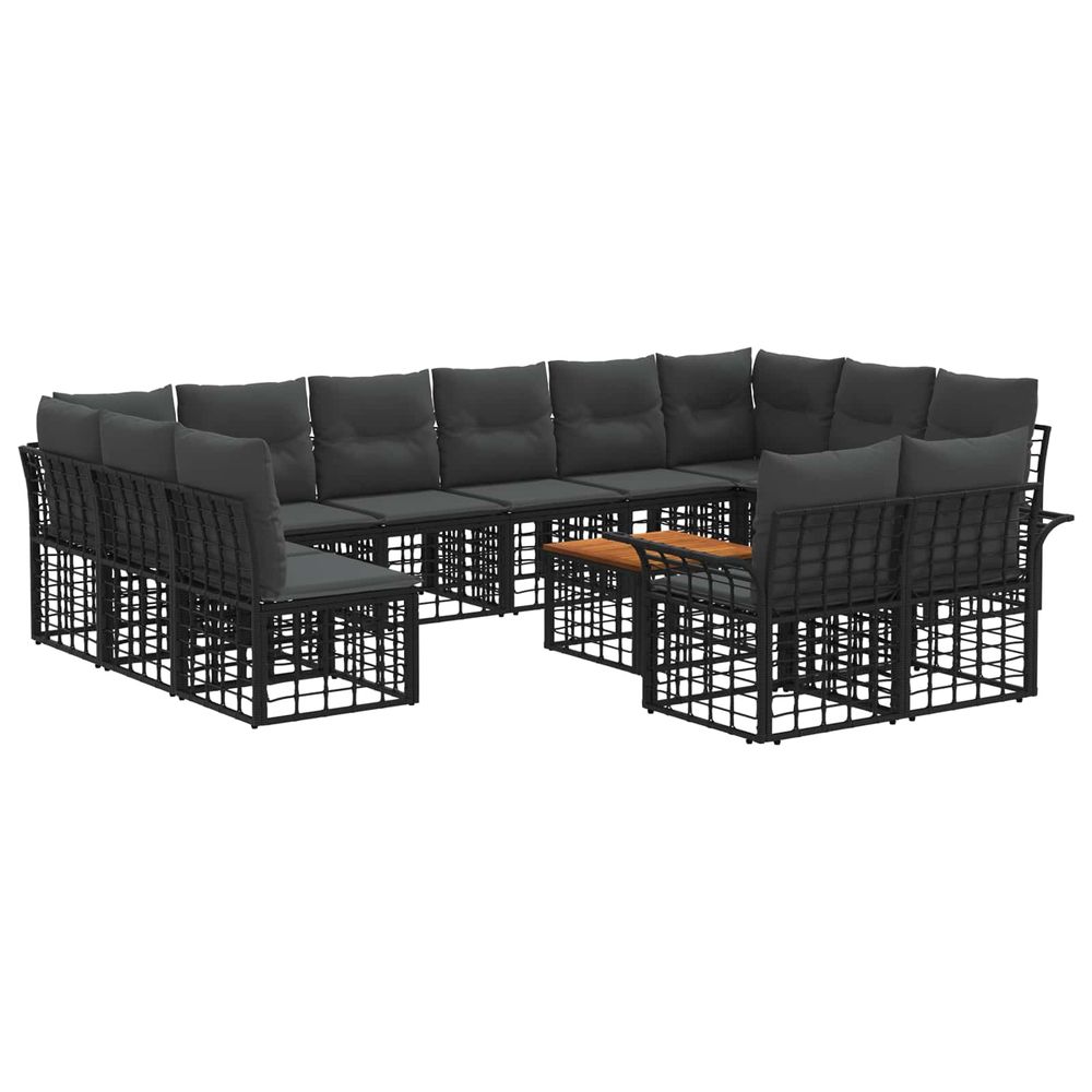Ensemble de canapés d'extérieur 13 pc noir et gris foncé