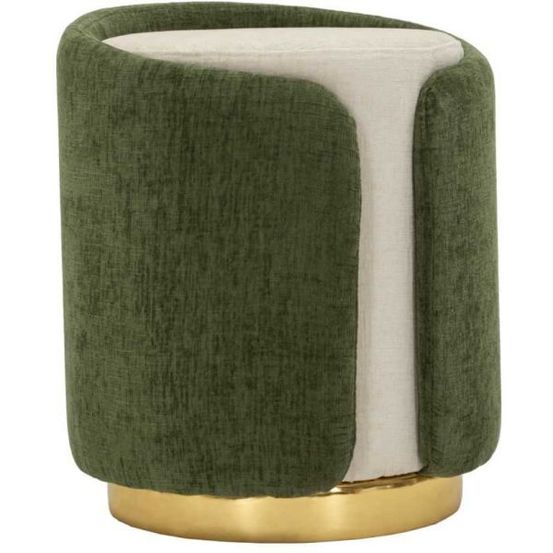 Pouf en tissu two-tone 40 x 50 cm vert - marron clair et doré
