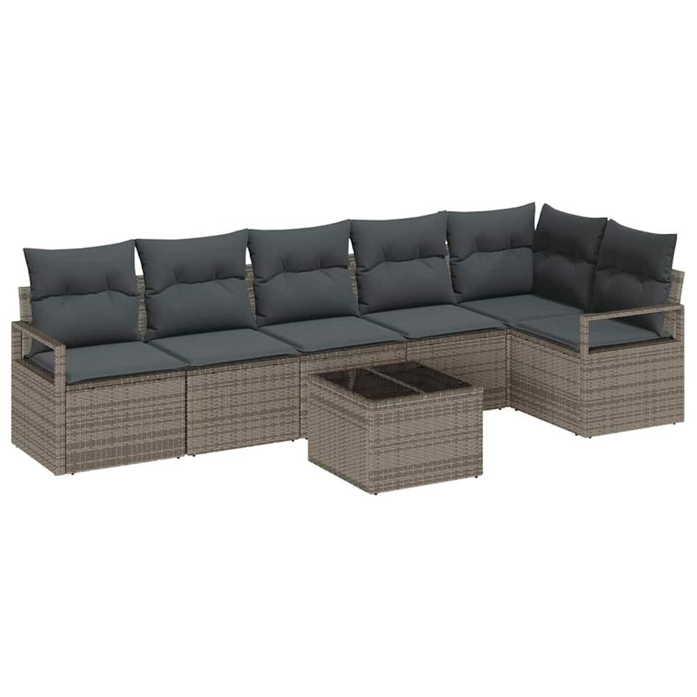 Ensemble de canapé de jardin 7 pc gris clair polyrotin