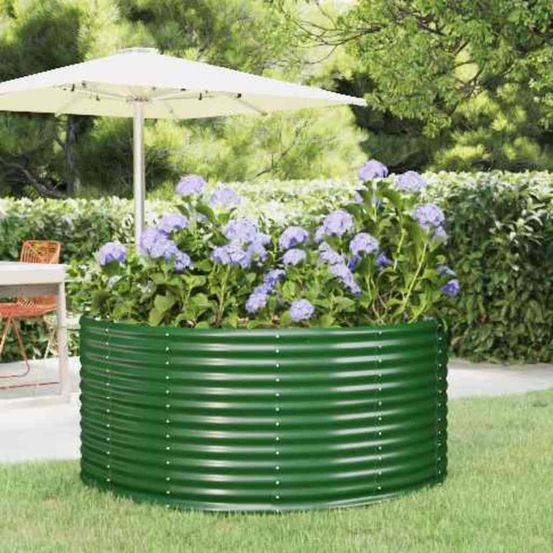 Carré potager rond 140cm acier galvanisé pour balcon jardin vert