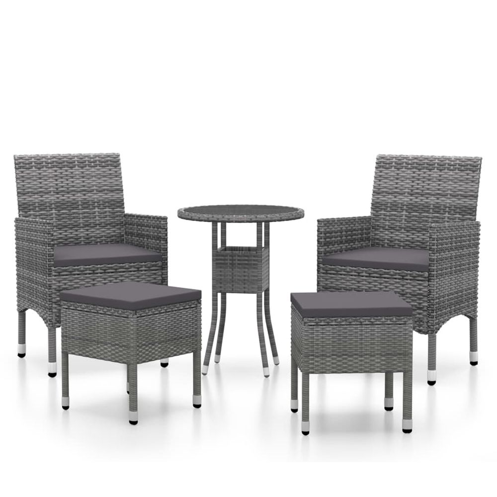 Salon de jardin 5 pcs résine tressée gris
