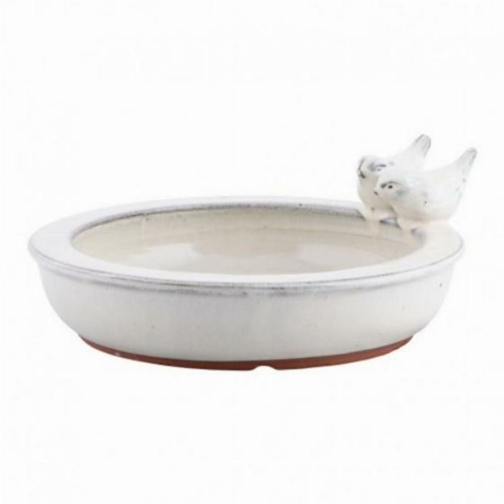 Soucoupe pour bain d'oiseaux ou mangeoire en céramique - bleu foncé