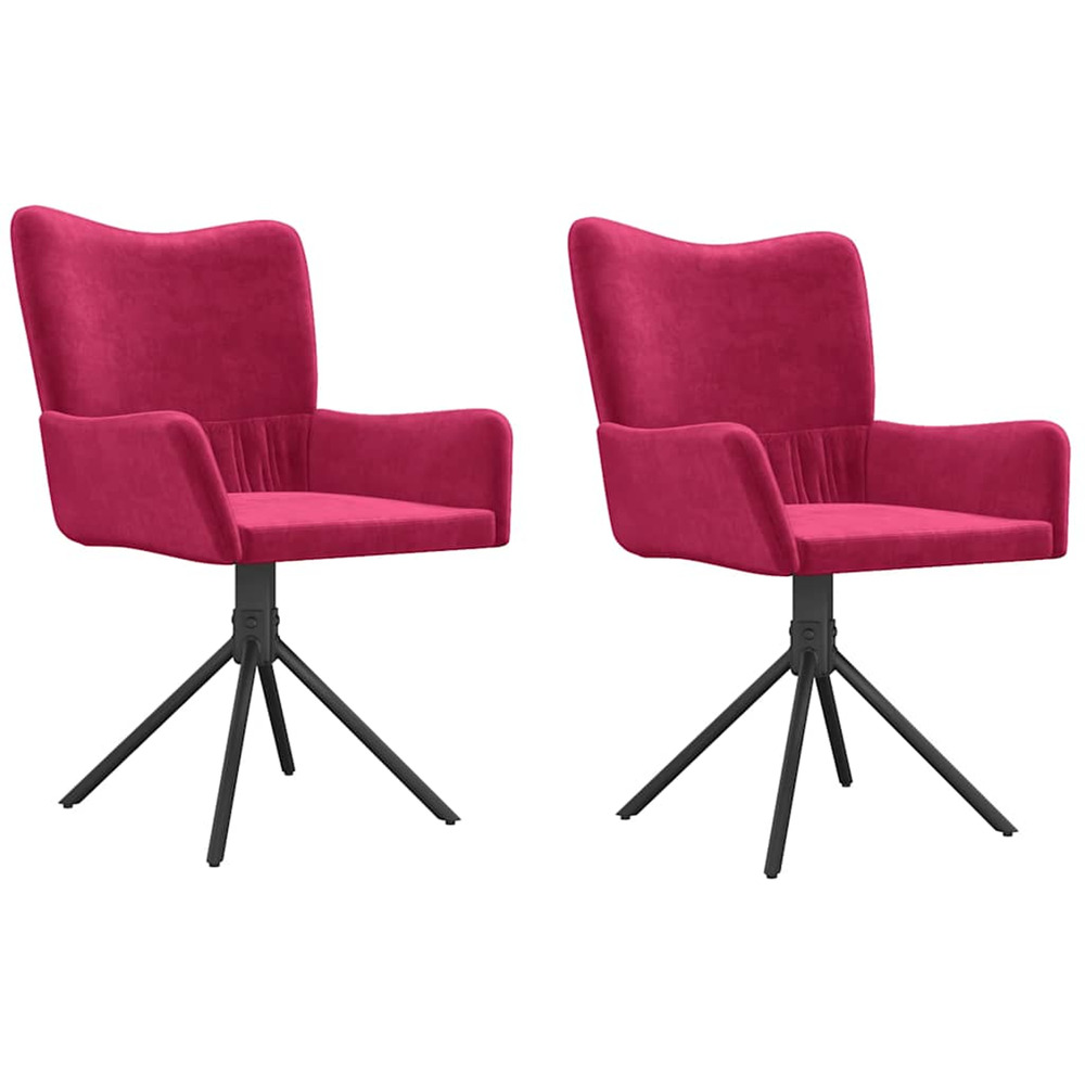 Chaises pivotantes à manger lot de 2 rouge bordeaux velours