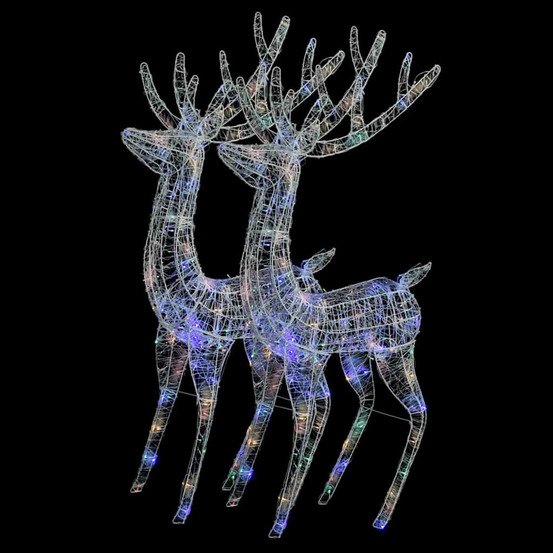 Rennes de noël xxl acrylique 250 led 2 pcs 180 cm multicolore