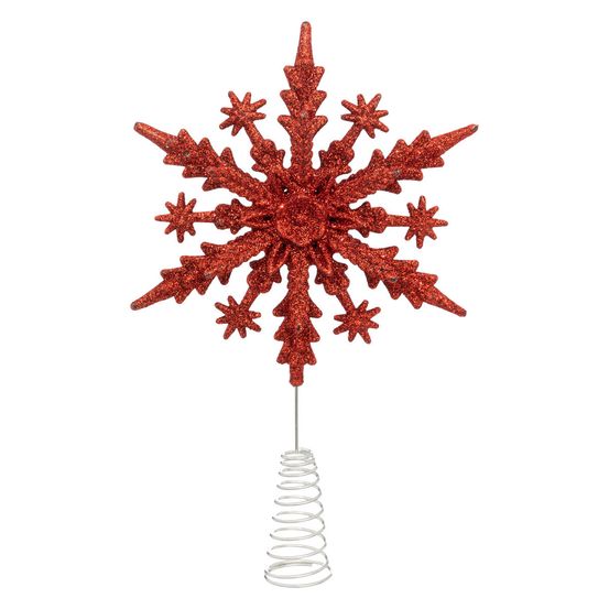 Ototon - Étoile Scintillante Pour Sommet De Sapin De Noël, Décoration De Fête, 20 Cm, Rouge