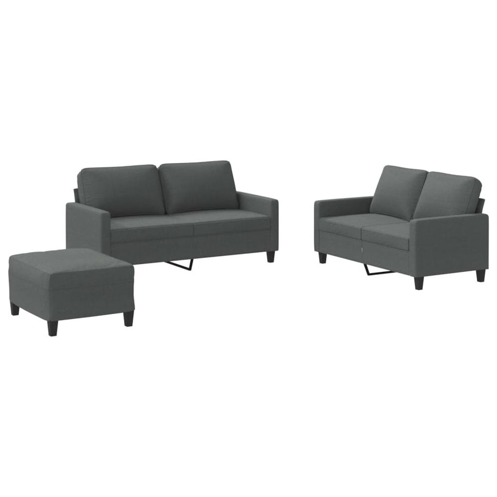 Ensemble de canapés 3 pcs avec coussins gris foncé tissu