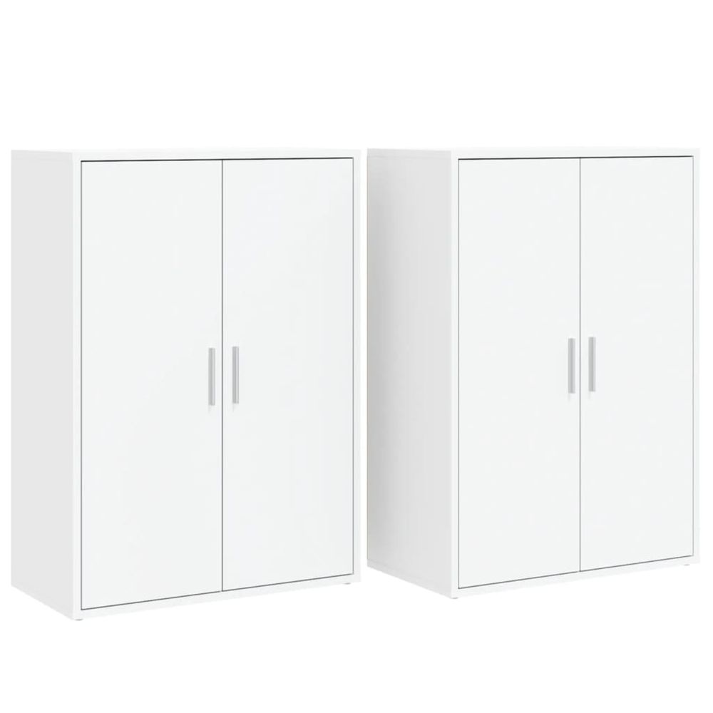 Buffets 2 pcs blanc 60x31x84 cm bois d'ingénierie
