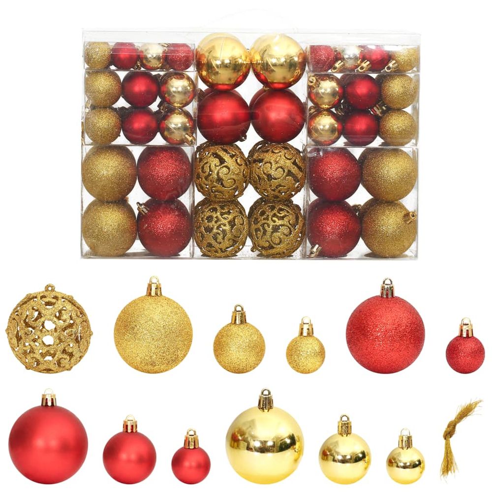 Boules de noël 100 pcs doré et rouge bordeaux 3 / 4 / 6 cm