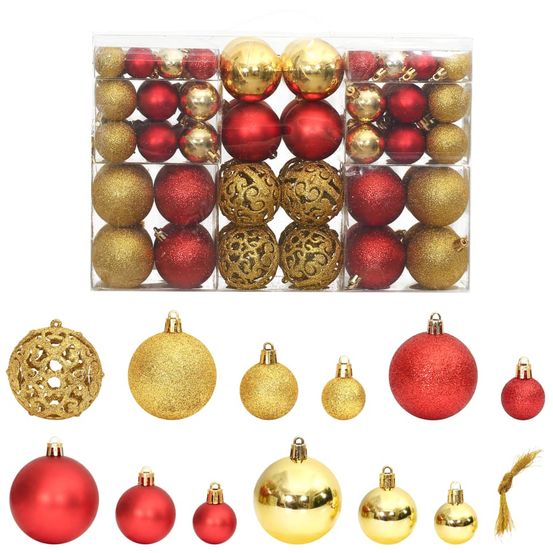 Boules de noël 100 pcs doré et rouge bordeaux 3 / 4 / 6 cm