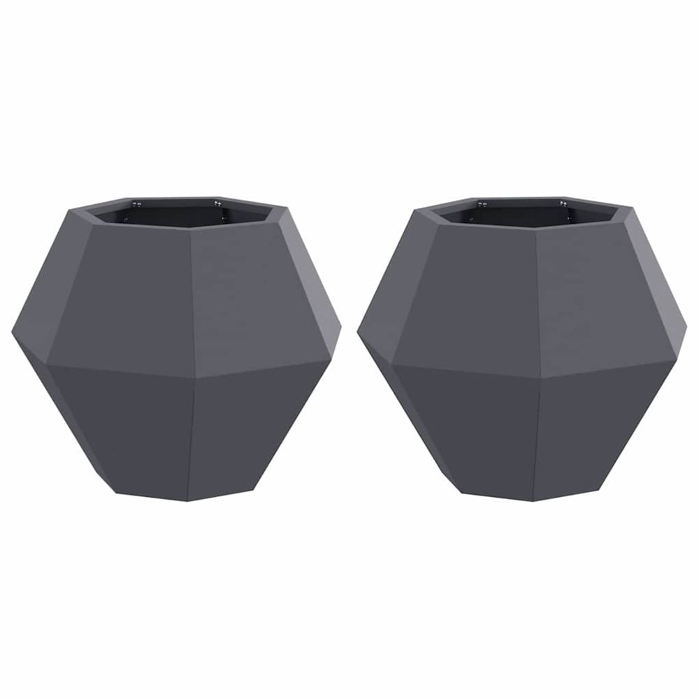 Jardinière d'extérieur 2 pc anthracite 50 x 50 x 40 cm acier