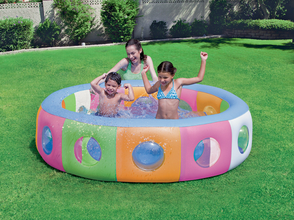 Piscine gonflable multicolore avec fenêtres - ø 196 x 53 cm