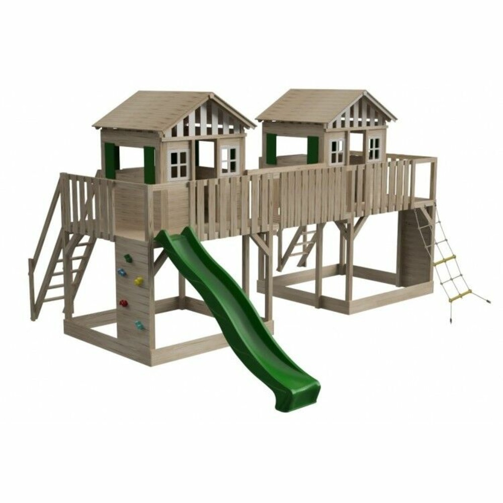 Aire de jeux masgames superpop xl toboggan + filet d'escalade