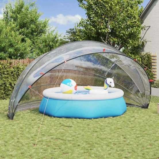Dôme de piscine transparent 592 x 590 x 275 cm pvc