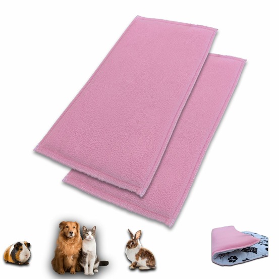 Lot de 2 - tapis pour cochon d'inde et lapin en polaire 105 x 70 cm - polaire absorbant, lavable en machine, economique