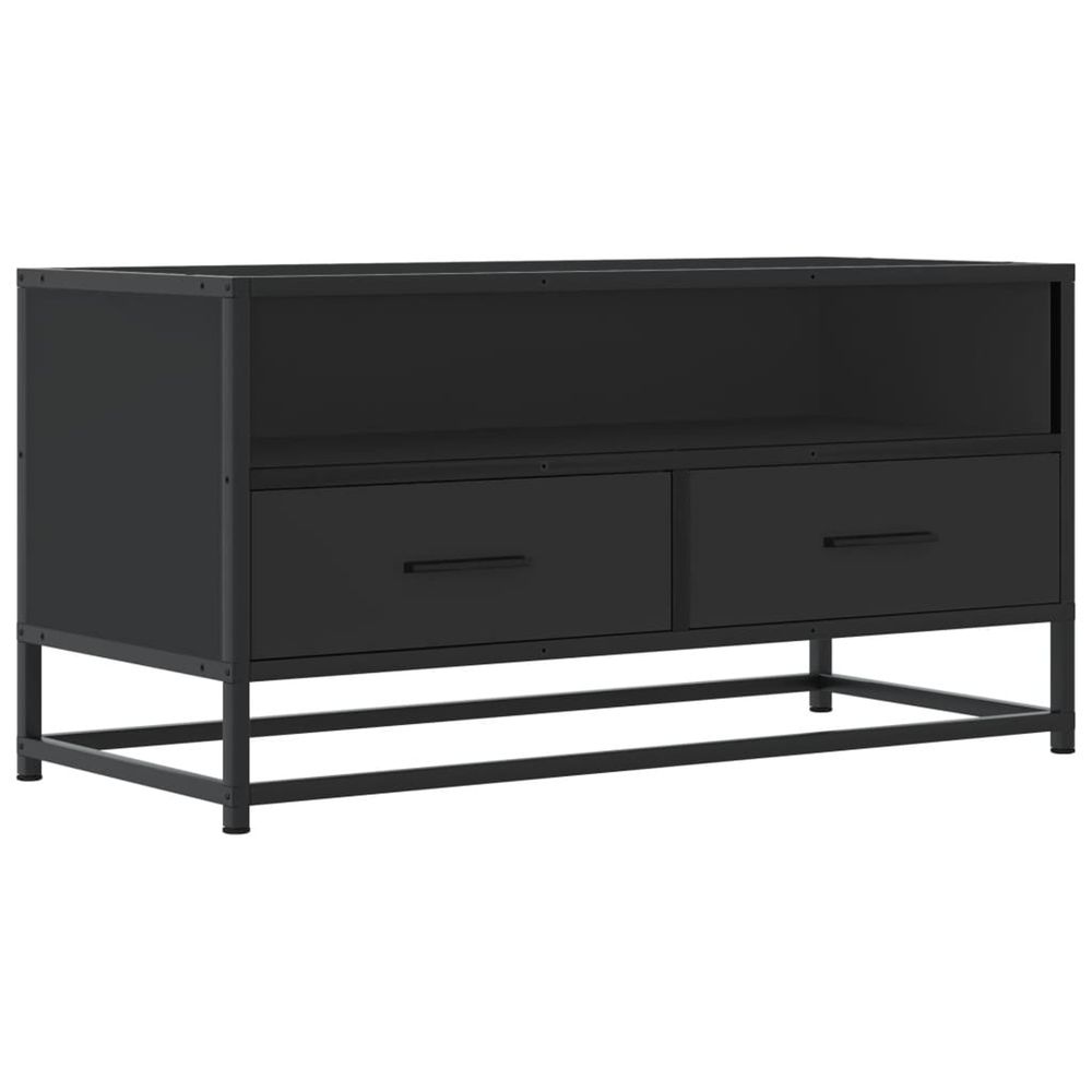 Meuble tv noir 80x34,5x40 cm bois d'ingénierie et métal