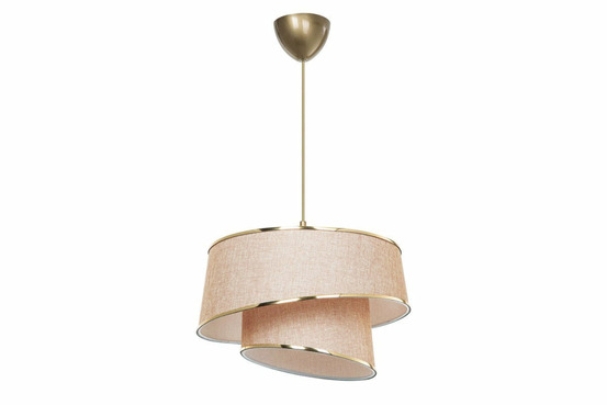 Suspension luminaire plafonnier beige marron doré 32,5x65 cm