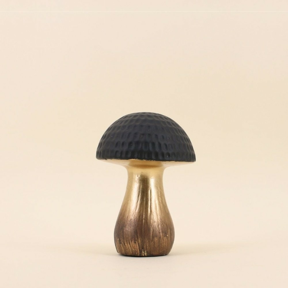 Objet déco champignon doré 17cm
