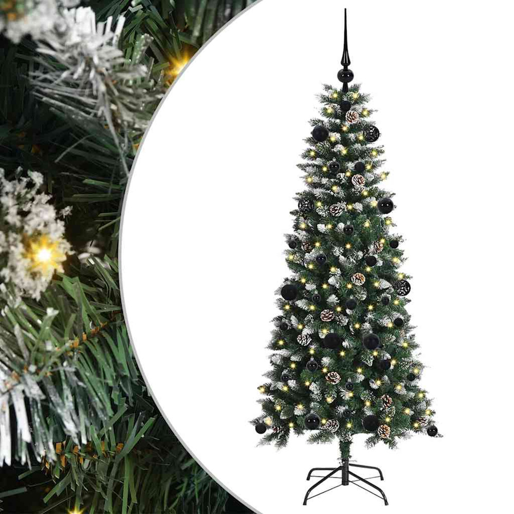 Sapin de noël artificiel vert 150 cm pvc, plastique et acier