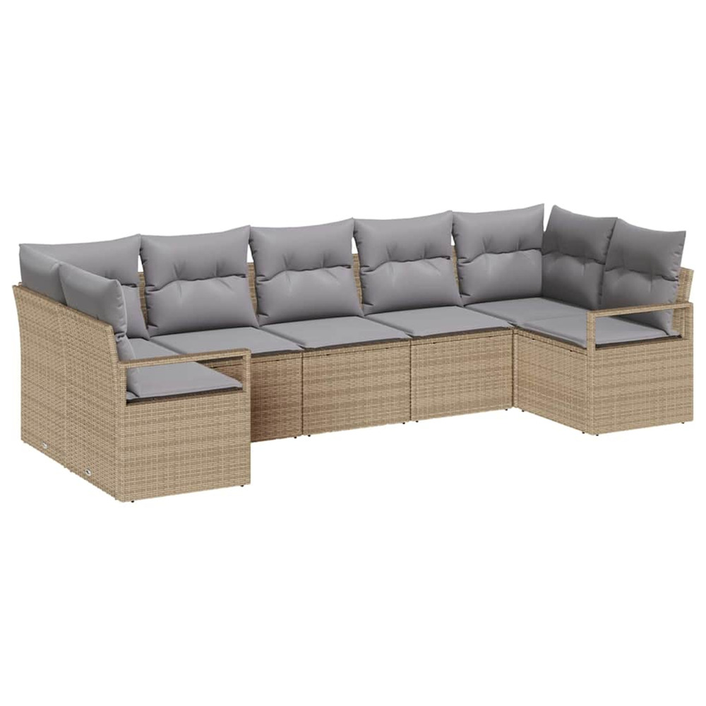 Ensemble de canapé de jardin 7 pcs beige et gris clair