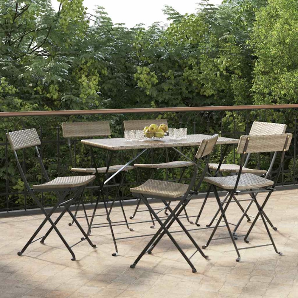 Chaises de bistrot pliantes lot de 6 gris résine tressée acier