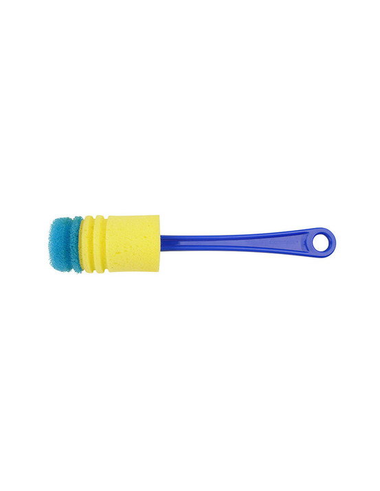 Brosse nettoyage bouteilles 31cm couleur bleu/jaune fackelmann