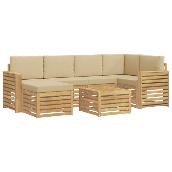 Ensemble de canapés d'extérieur 7 pc blanc et beige polyester