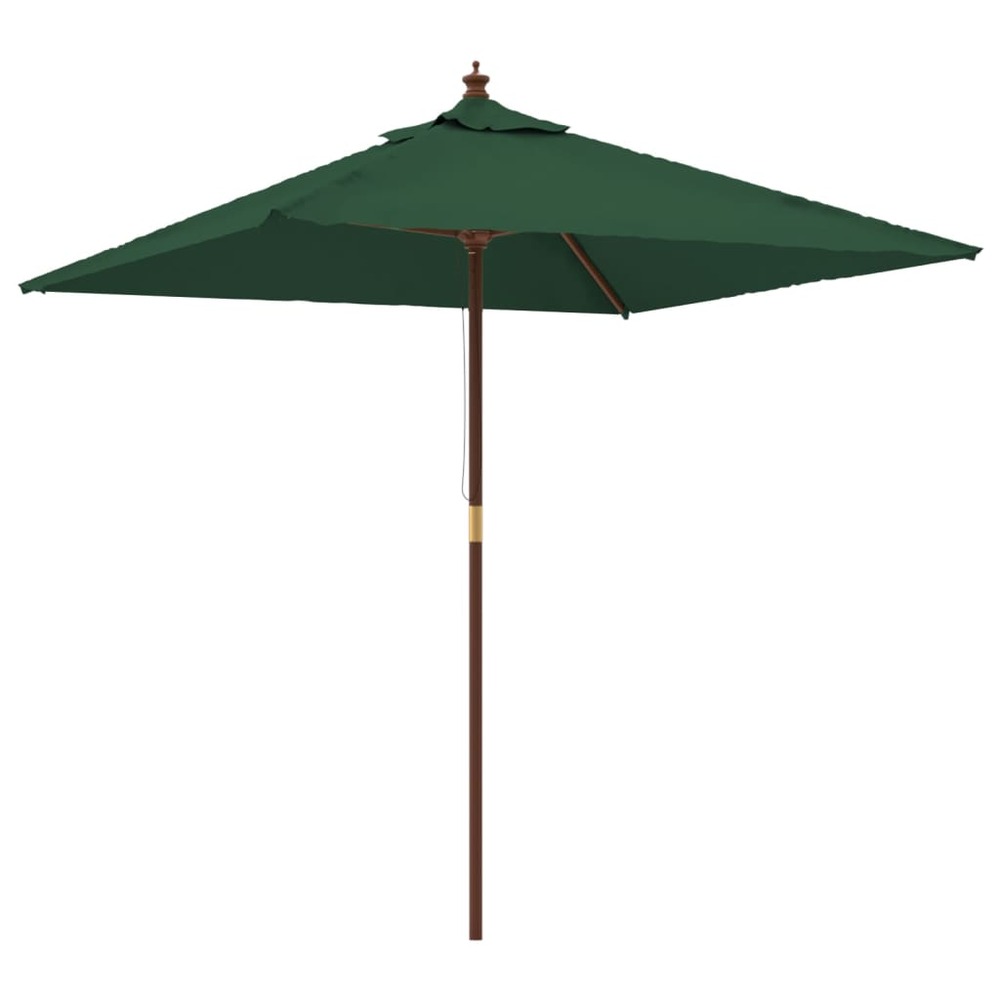 Parasol de jardin avec mât en bois vert 198x198x231 cm