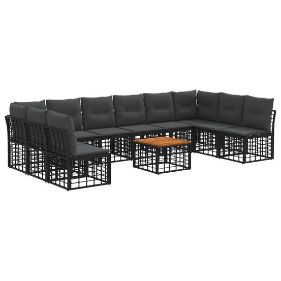 Ensemble de canapés d'extérieur 11 pc noir et gris foncé
