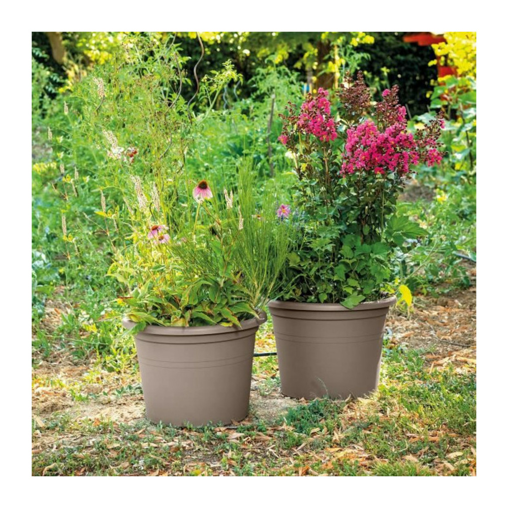 Pot de fleurs rond day r camel - coloris taupe - 60 cm