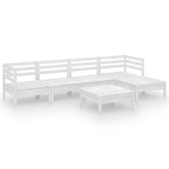 Salon de jardin 6 pcs bois de pin massif blanc