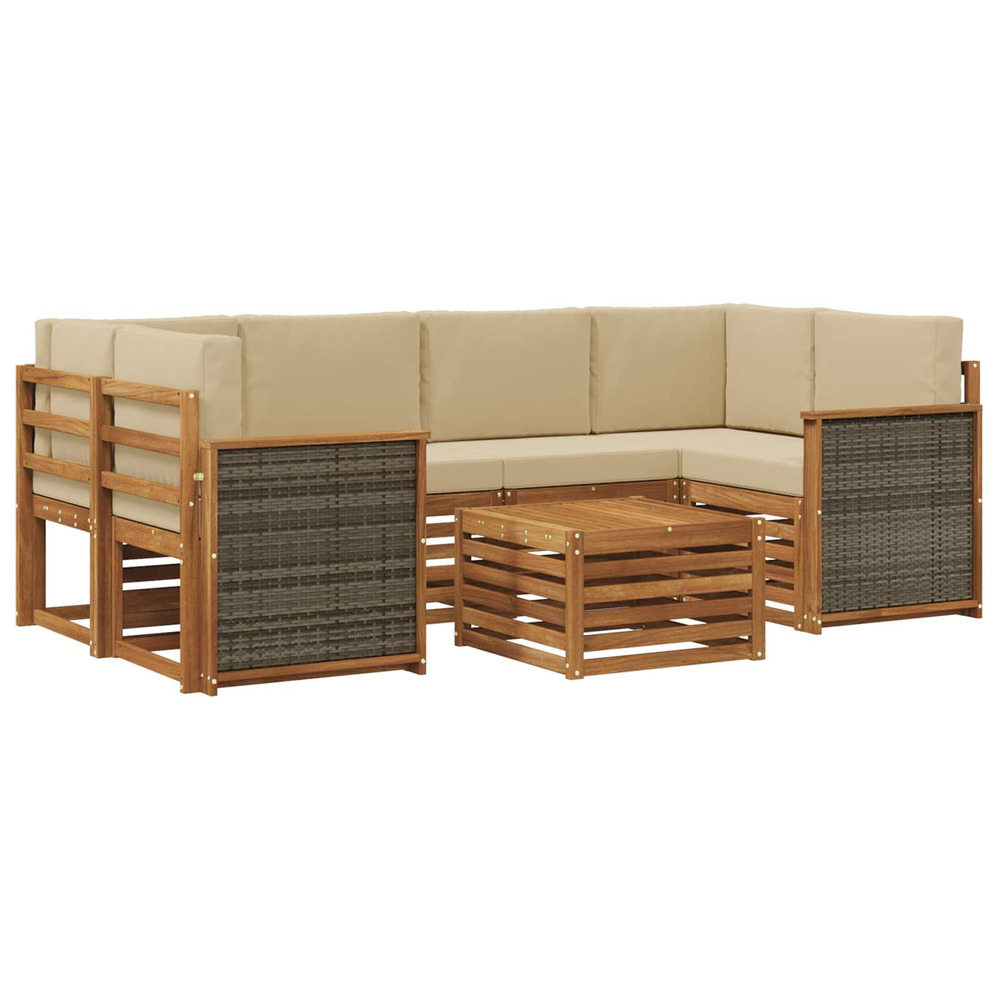 Ensemble de canapés d'extérieur 7 pcs naturel et beige