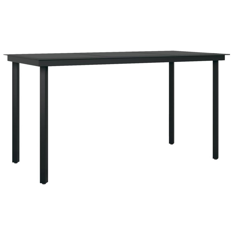 Table à dîner de jardin noir 140x70x74 cm acier et verre