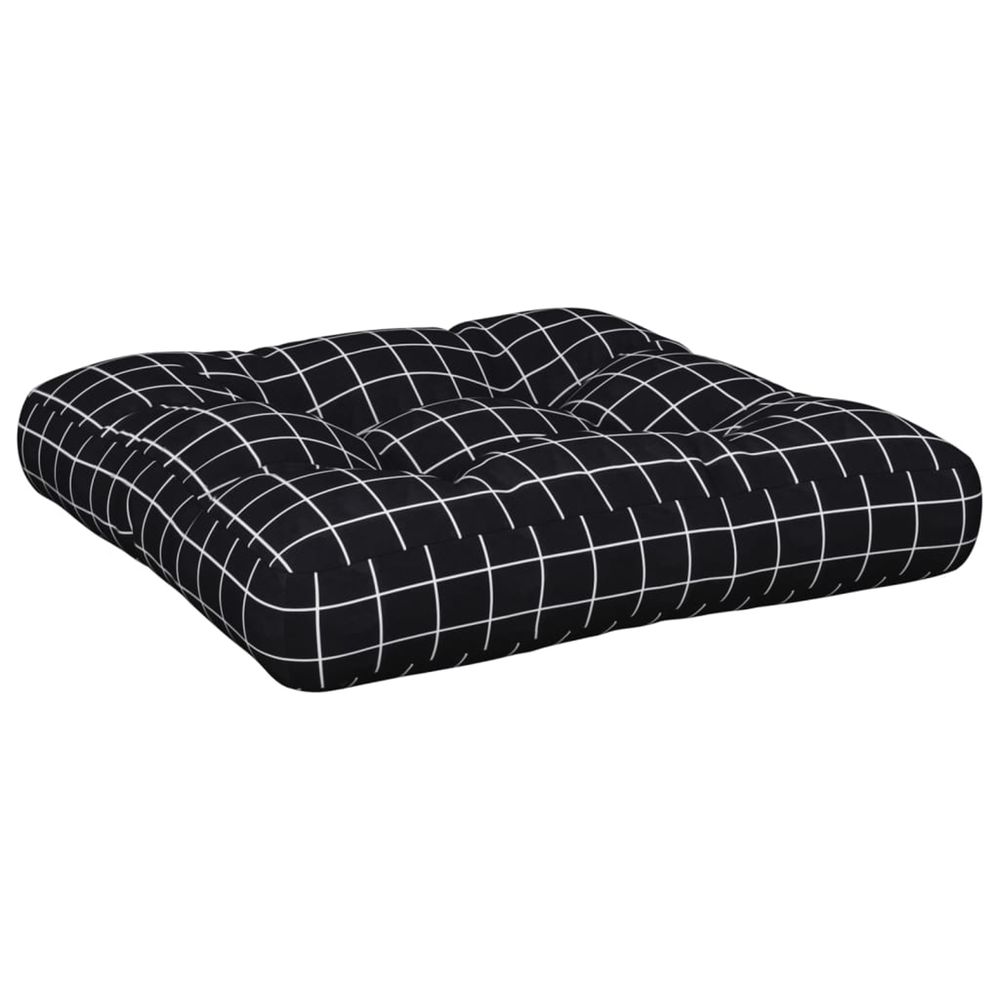 Coussin de palette motif à carreaux noir 58x58x10 cm