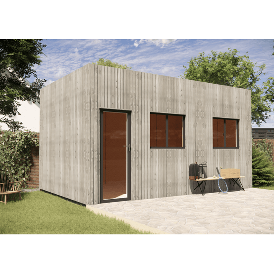 Studio de jardin bien isolé en bois 5,5 x 3,5 x 3,2 m / isolation re2020 avec plancher isolé
