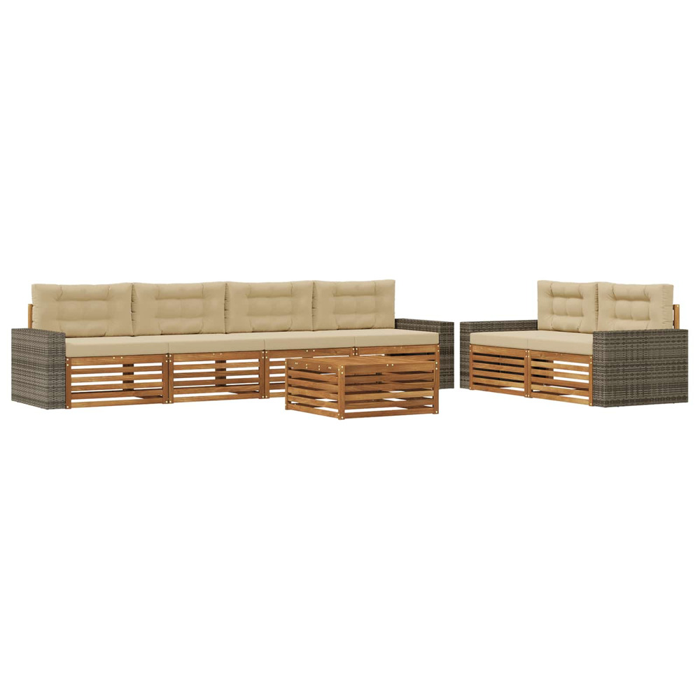Ensemble de canapés d'extérieur 7 pcs naturel et beige