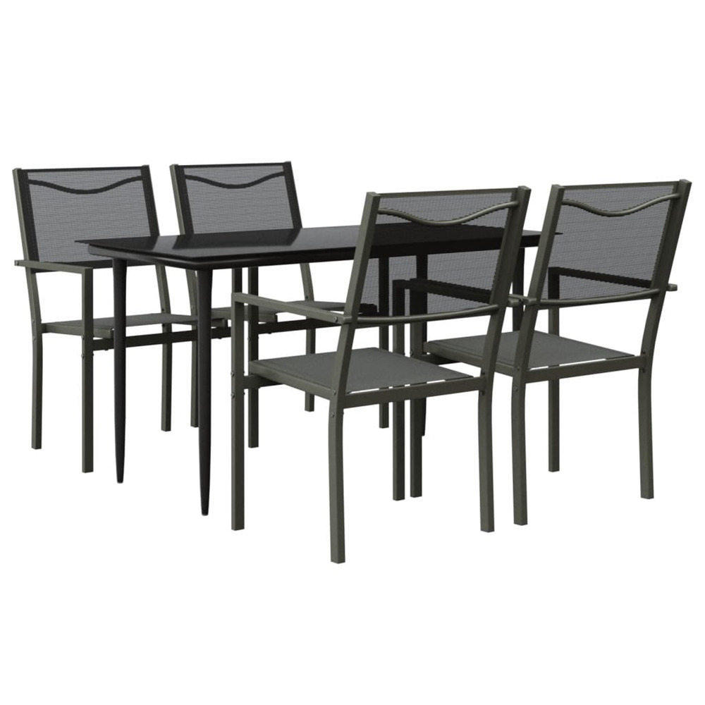 Ensemble à manger de jardin 5 pcs noir textilène et acier