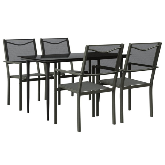Ensemble à manger de jardin 5 pcs noir textilène et acier