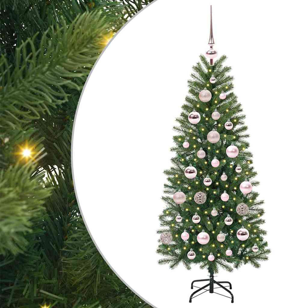 Sapin de noël artificiel avec 150 led vert 120 cm pe et pvc