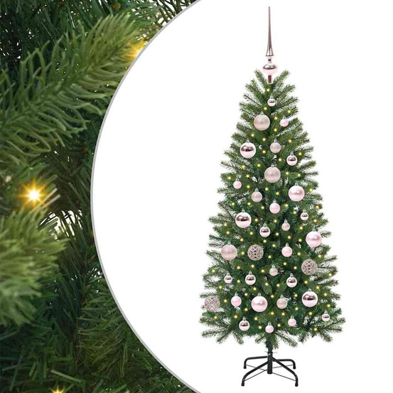 Sapin de noël artificiel avec 150 led vert 120 cm pe et pvc