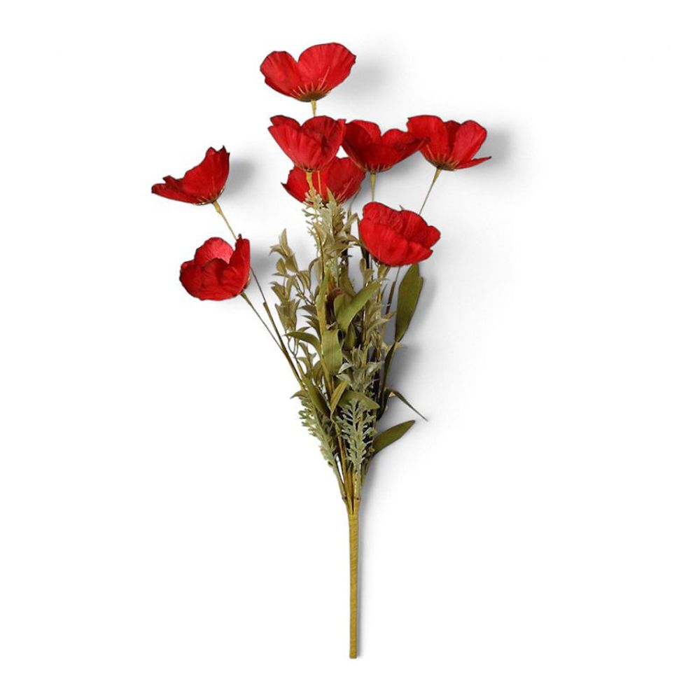 Bouquet coquelicot rouge polyester 53cm